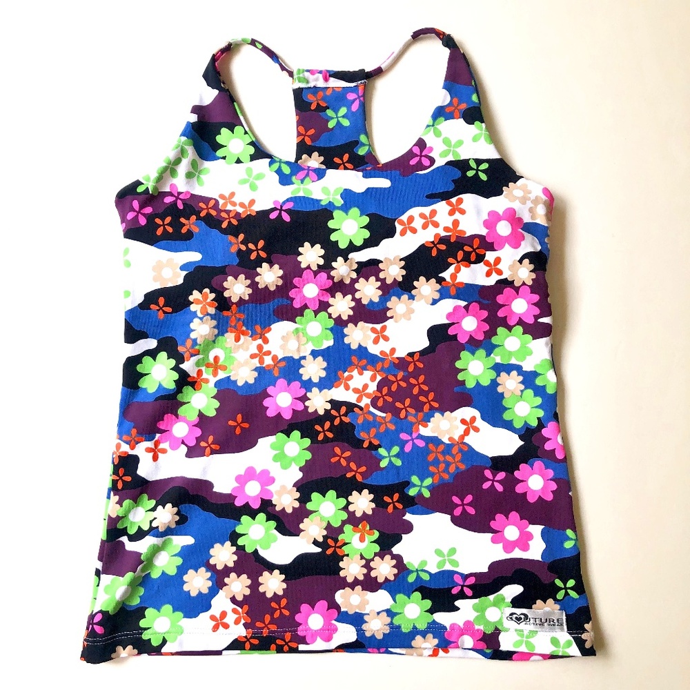 Camo/Floral Racer Back Tank Top by Couture Active Wear